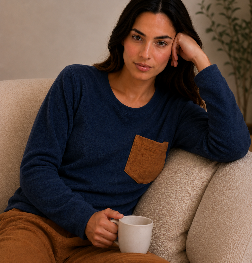 Pijama Micropolar Azul Navy Cocoa PMO40